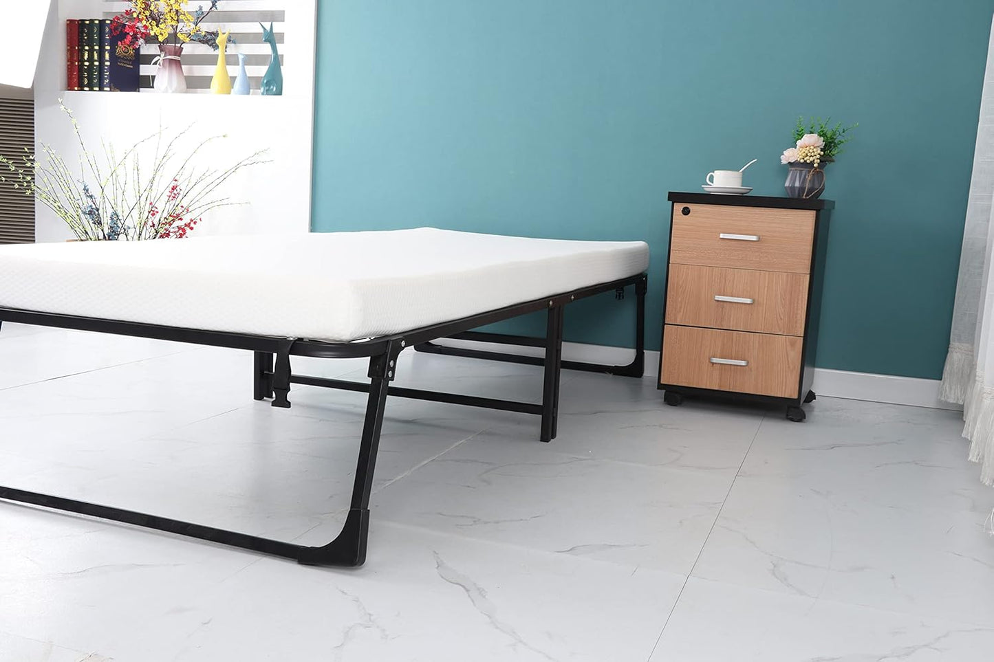Cama plegable con colchón, cama de invitados portátil, cama de día, no requiere