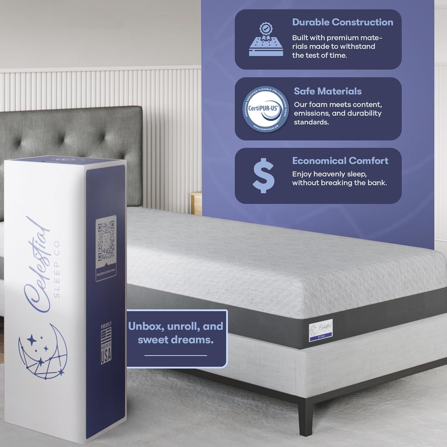 Colchón de espuma viscoelástica premium, cama en una caja, 12 pulgadas suave,