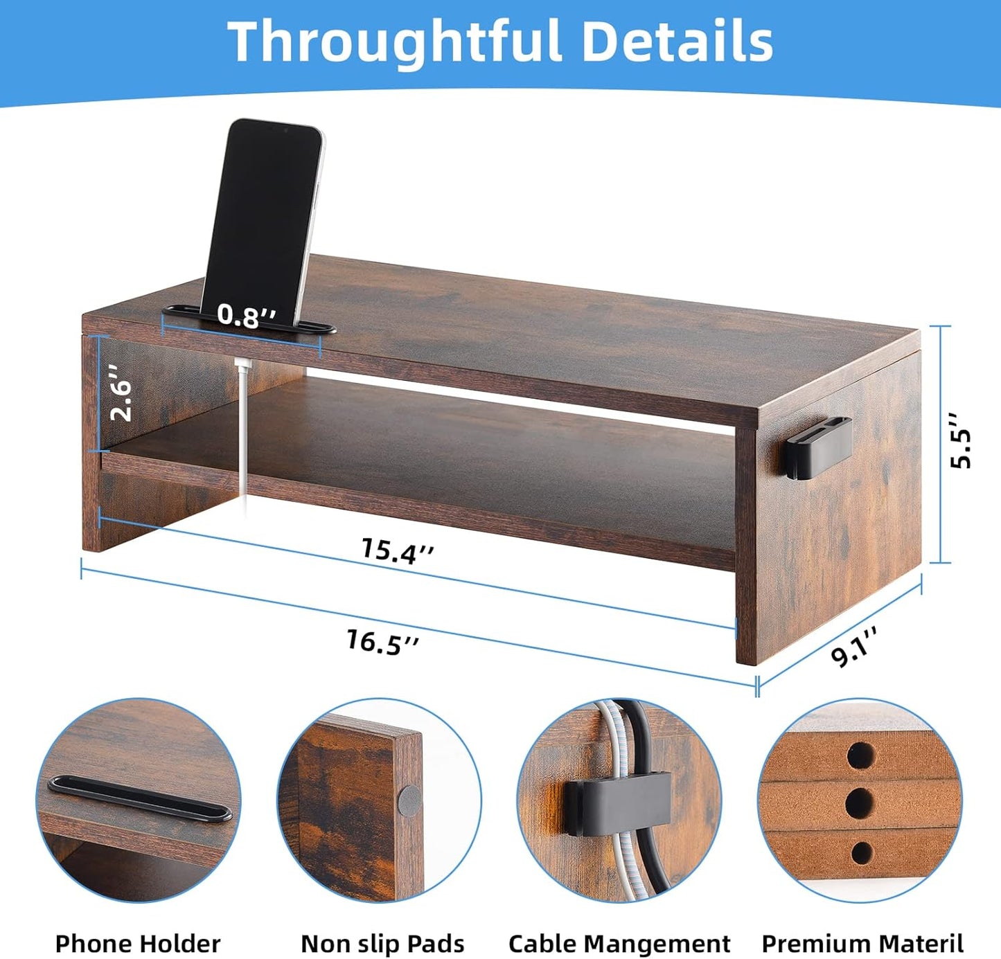 Marbrasse Soporte elevador para monitor, soporte para monitor de computadora de