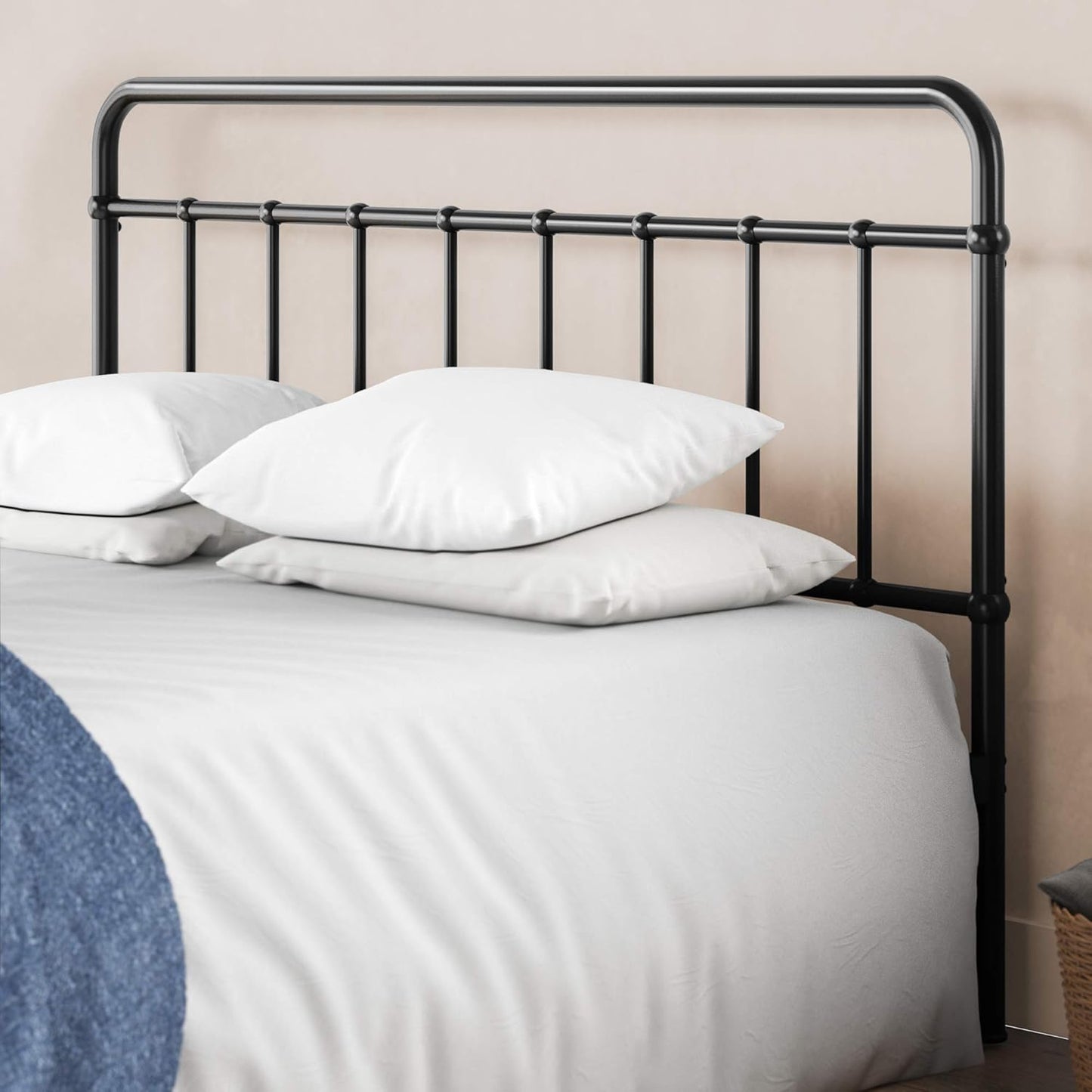 Florence Base de cama con plataforma de metal, base de colchón, no necesita