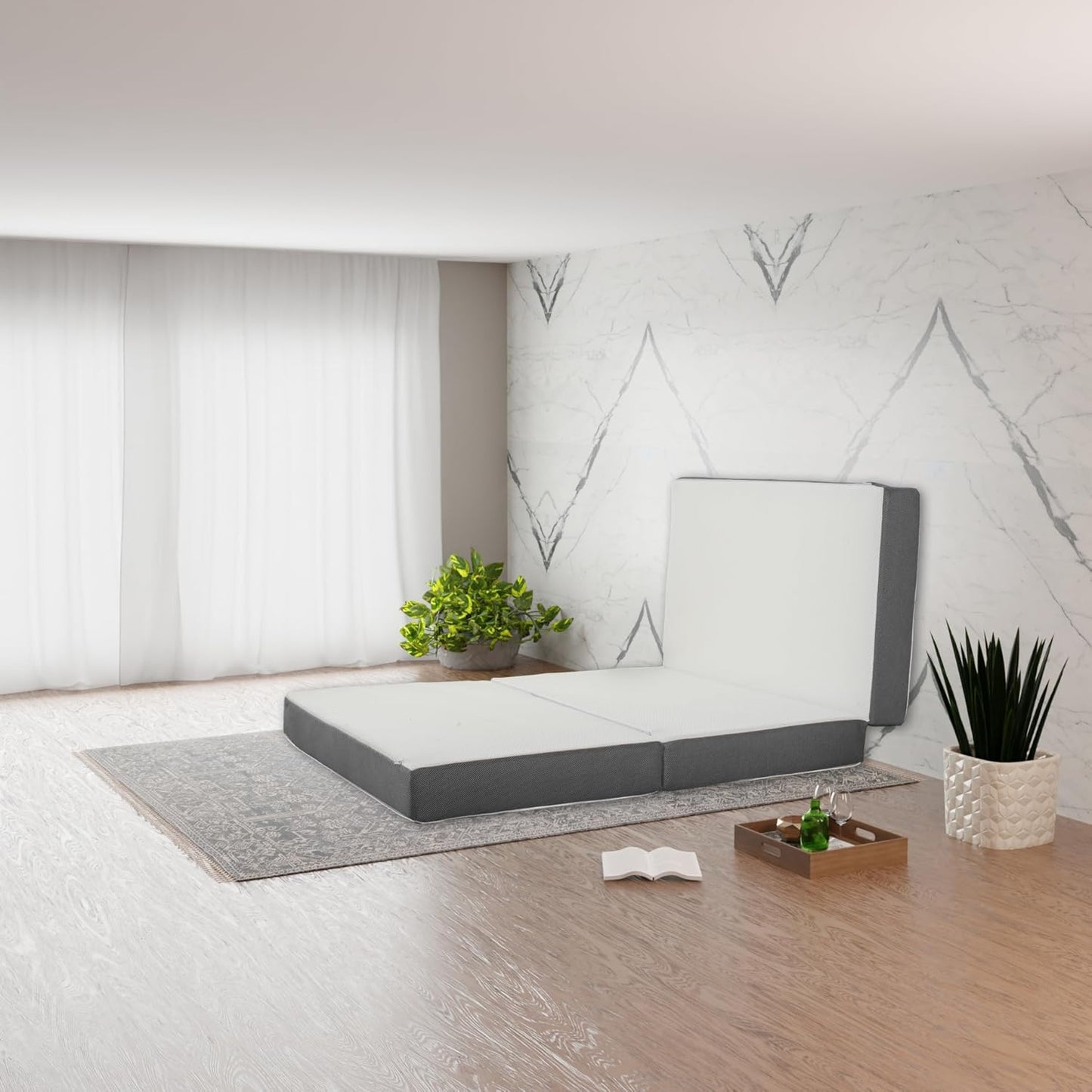 Mayton Colchón portátil de espuma viscoelástica de gel triple plegable de 4