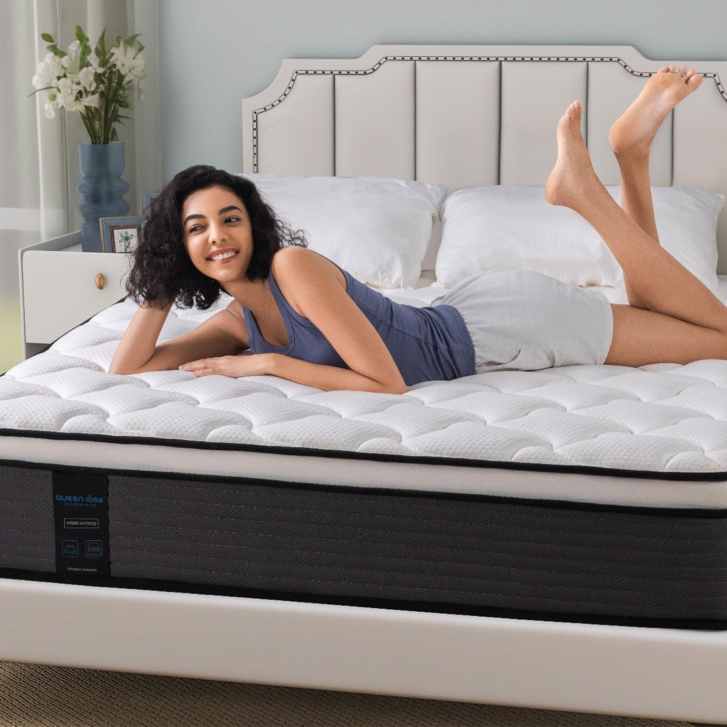 Colchón de tamaño individual, colchón híbrido de 12 pulgadas para niños, cama