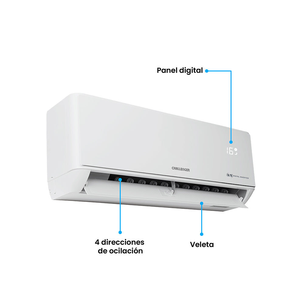 Aire Acondicionado Inverter 12000 Btu 115v Challenger, Color Blanco