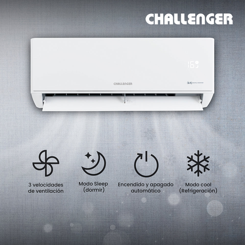 Aire Acondicionado Inverter 12000 Btu 115v Challenger, Color Blanco