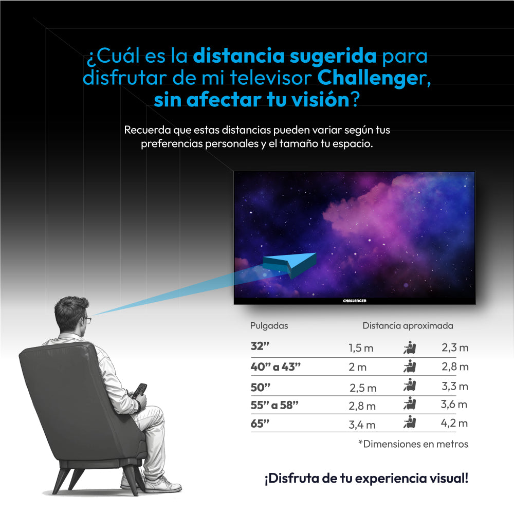 Televisor Challenger 40 Pulgadas Smart Google TV TG81, Color Negro
