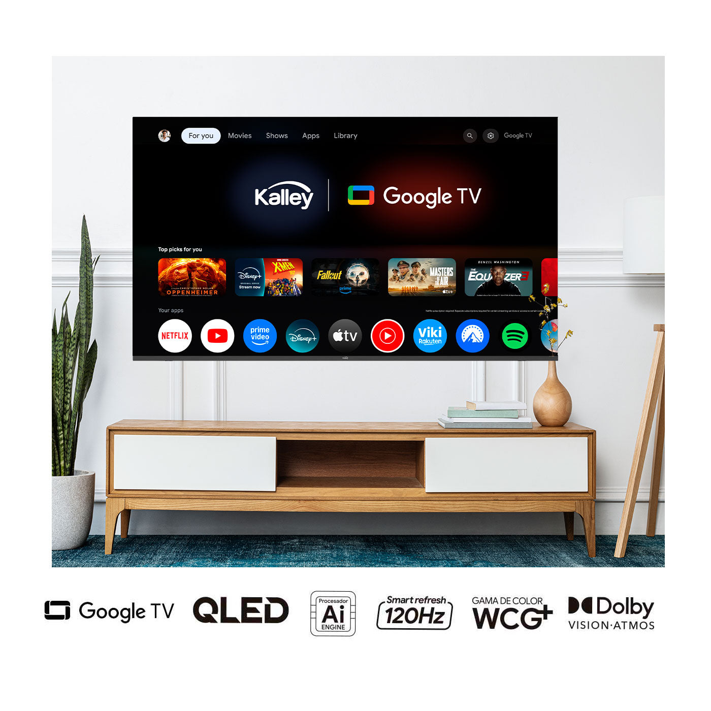 Televisor Kalley 70 Pulgadas, Color Negro, 70Gq405 4K-Uhd Qled Smart Tv Google