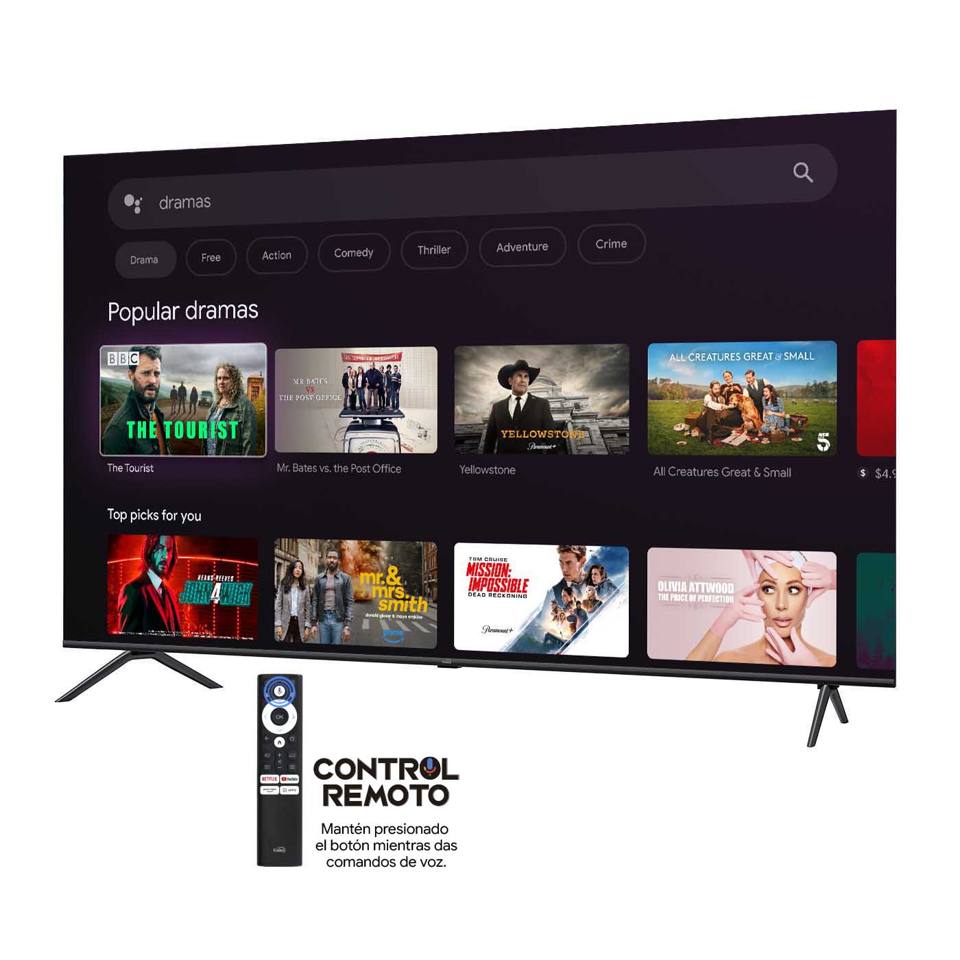 Televisor Kalley 70 Pulgadas, Color Negro, 70Gq405 4K-Uhd Qled Smart Tv Google