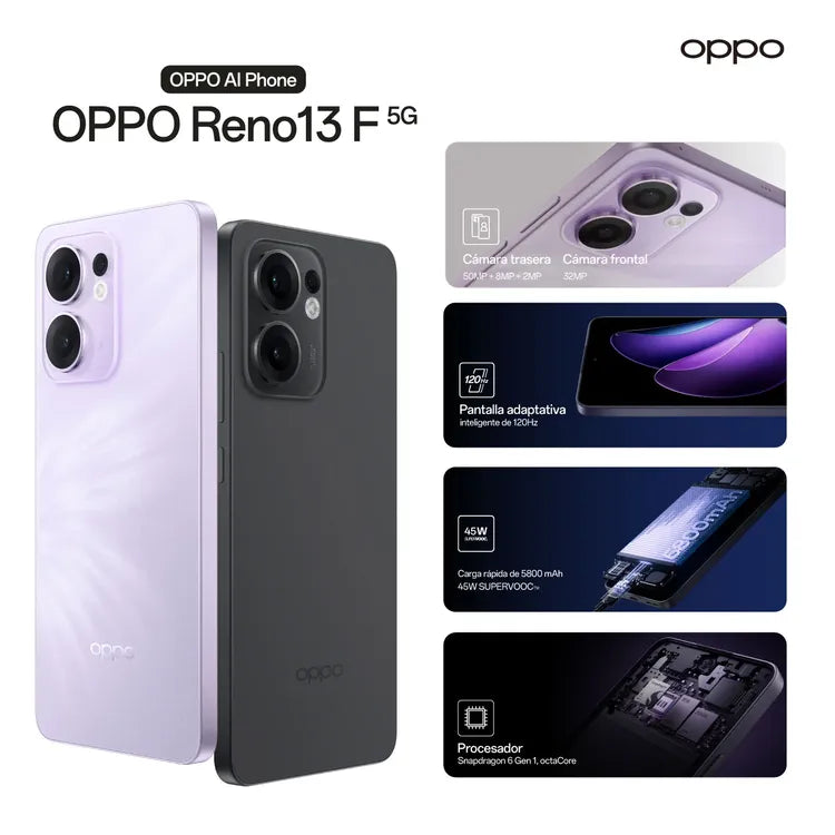 Celular Oppo Reno 13F 512GB 5G Y Reloj, Purpura
