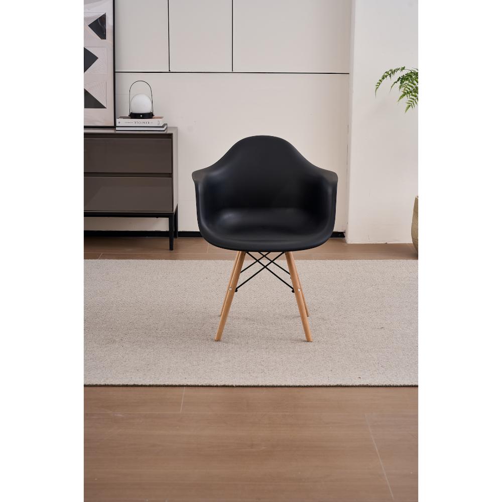 Silla Delia, Color Negro, Con espaldar y patas en Madera X2