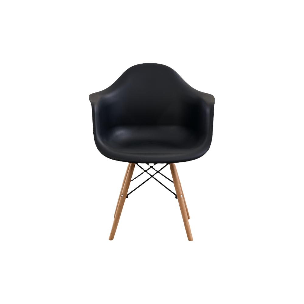 Silla Delia, Color Negro, Con espaldar y patas en Madera X2