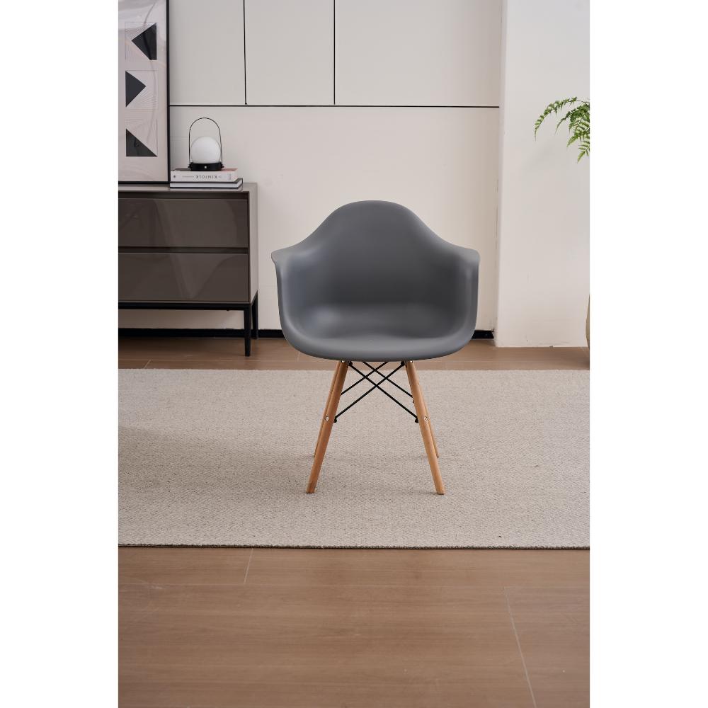 Silla Delia, Color Gris Oscuro, Con espaldar y patas en Madera