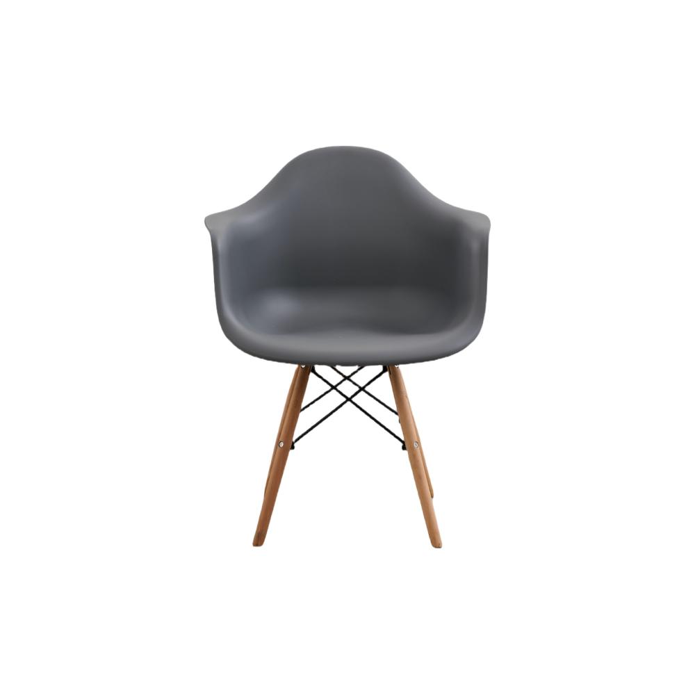 Silla Delia, Color Gris Oscuro, Con espaldar y patas en Madera