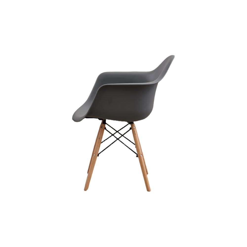 Silla Delia, Color Gris Oscuro, Con espaldar y patas en Madera