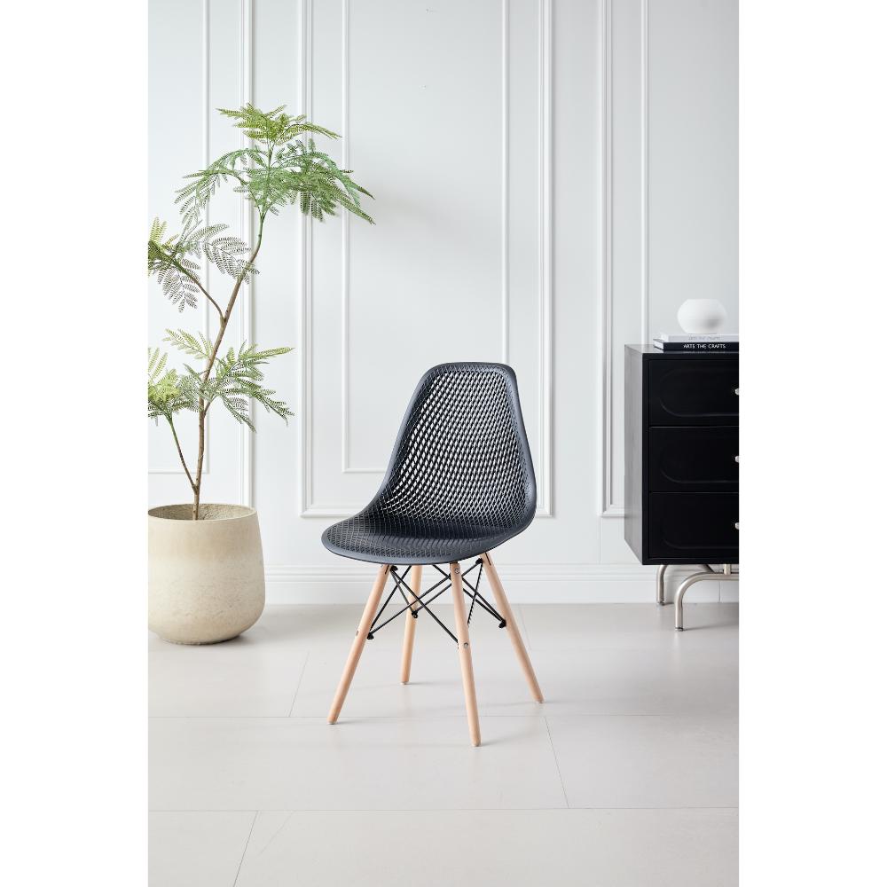 Silla Marcus, Color Negro, Con espaldar y patas en Madera