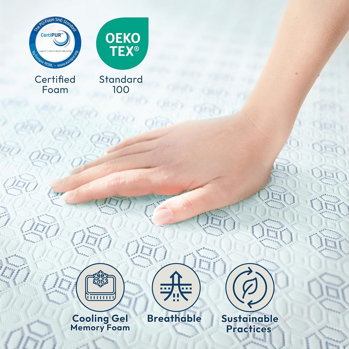 Colchón de espuma viscoelástica de gel refrescante de 8 pulgadas, certificado