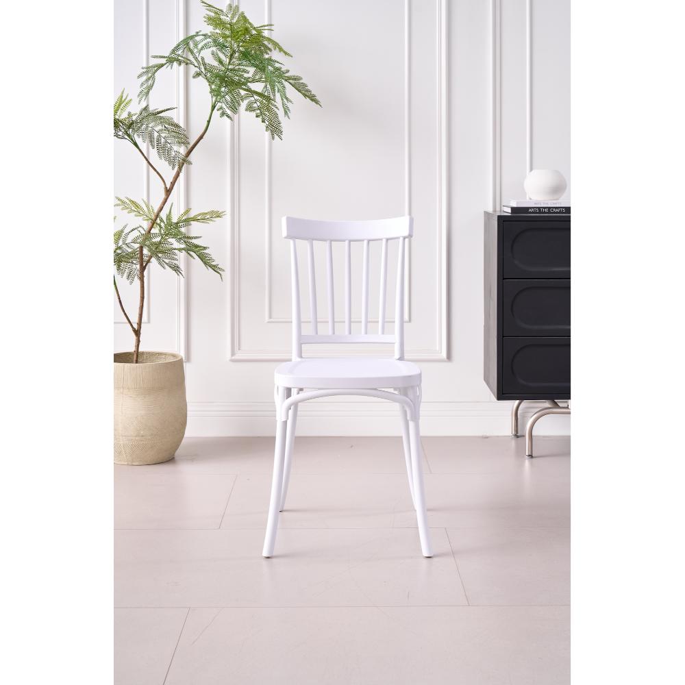 Silla Claus, Color Blanco, Con espaldar y diseño minimalista X2