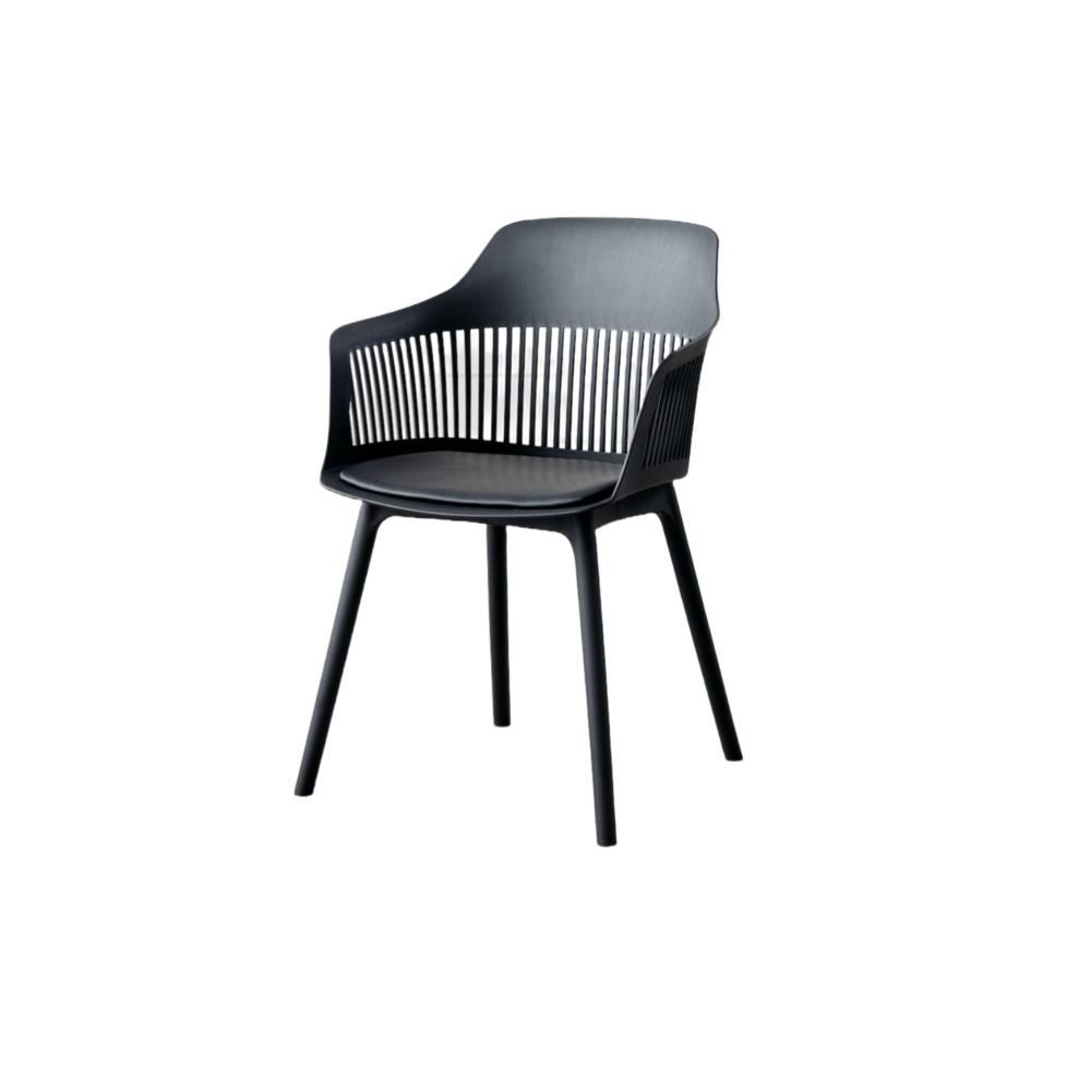 Silla Con Cojin Max, Color Negro, Con espaldar y cojín X2