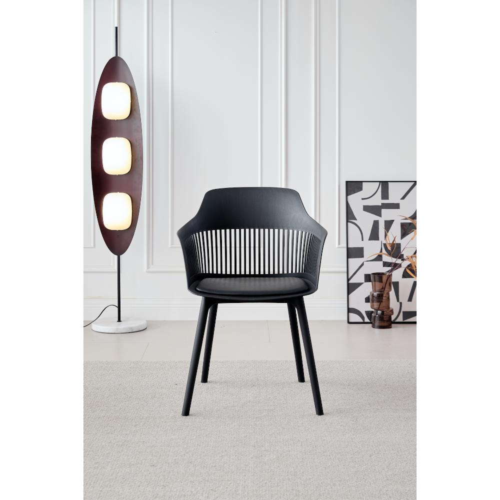 Silla Con Cojin Max, Color Negro, Con espaldar y cojín X2