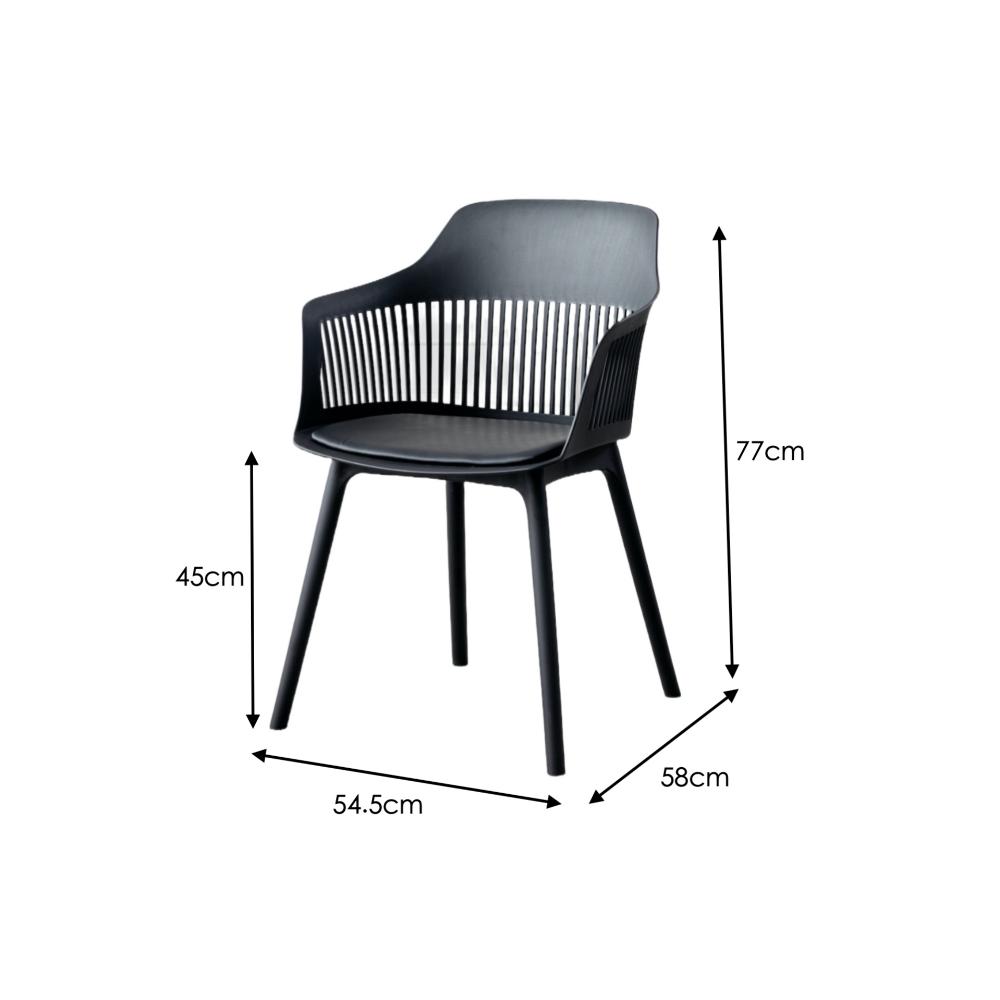 Silla Con Cojin Max, Color Negro, Con espaldar y cojín X2