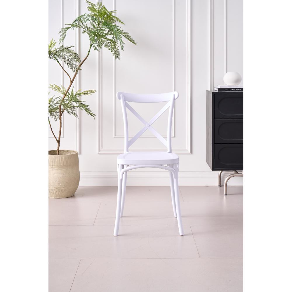 Silla Betany, Color Blanco, Con espaldar y diseño minimalista X4