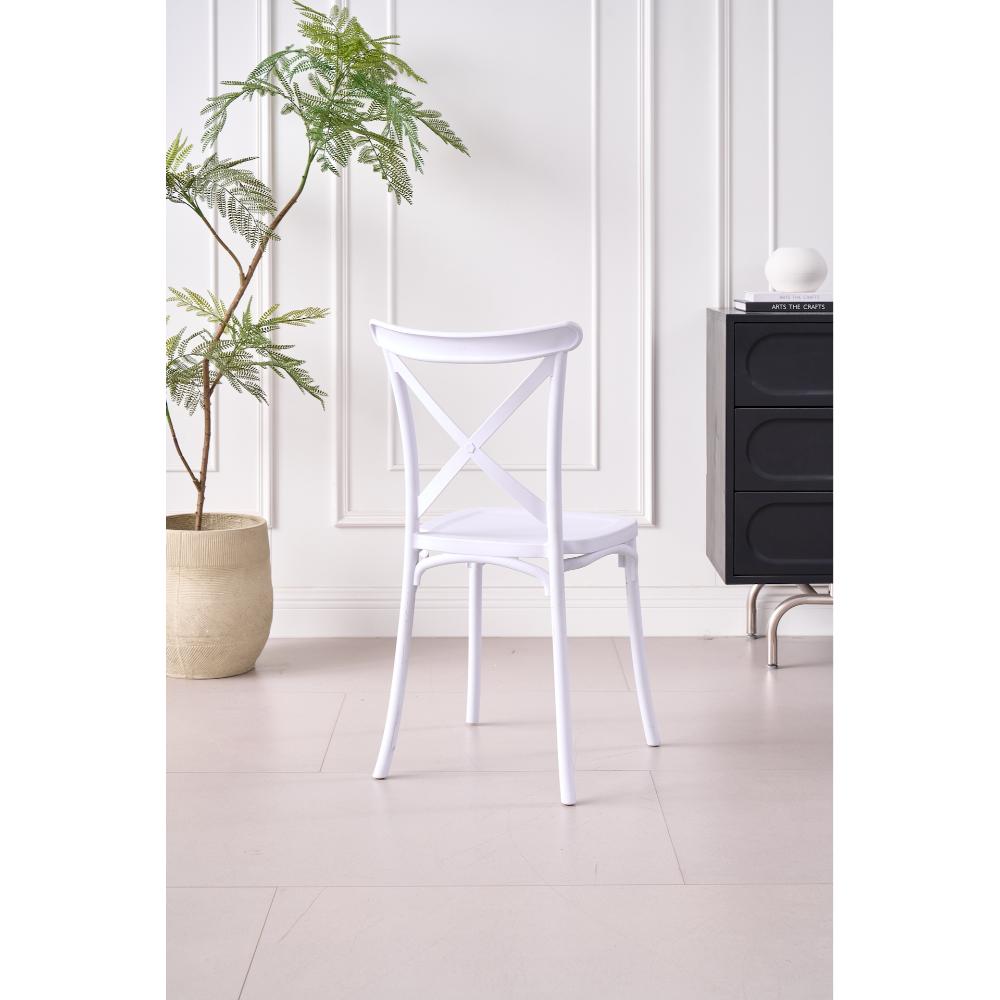 Silla Betany, Color Blanco, Con espaldar y diseño minimalista X4