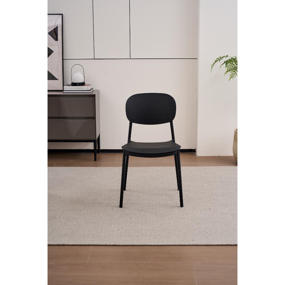 Silla Milan, Color Negro, Con espaldar y diseño Moderno X4