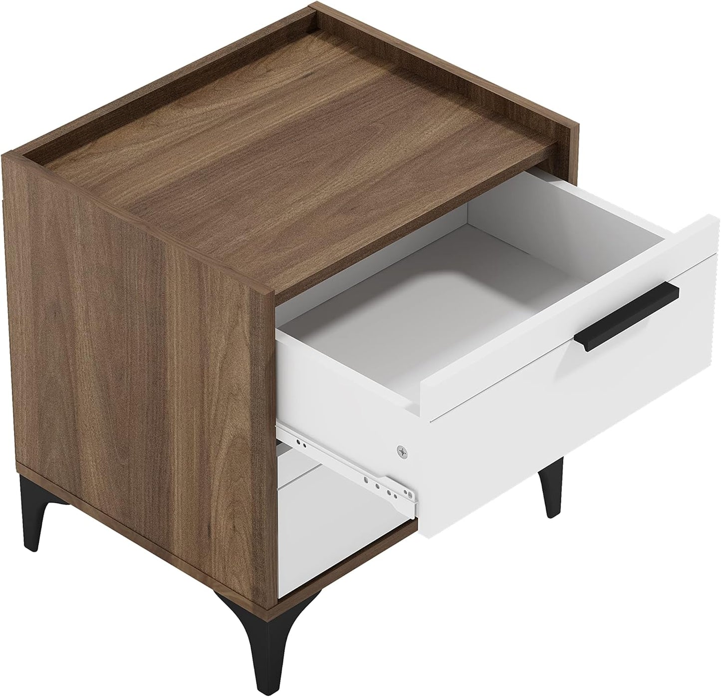 Laury Mesita de noche con 2 cajones, mesita de noche con almacenamiento, mesa