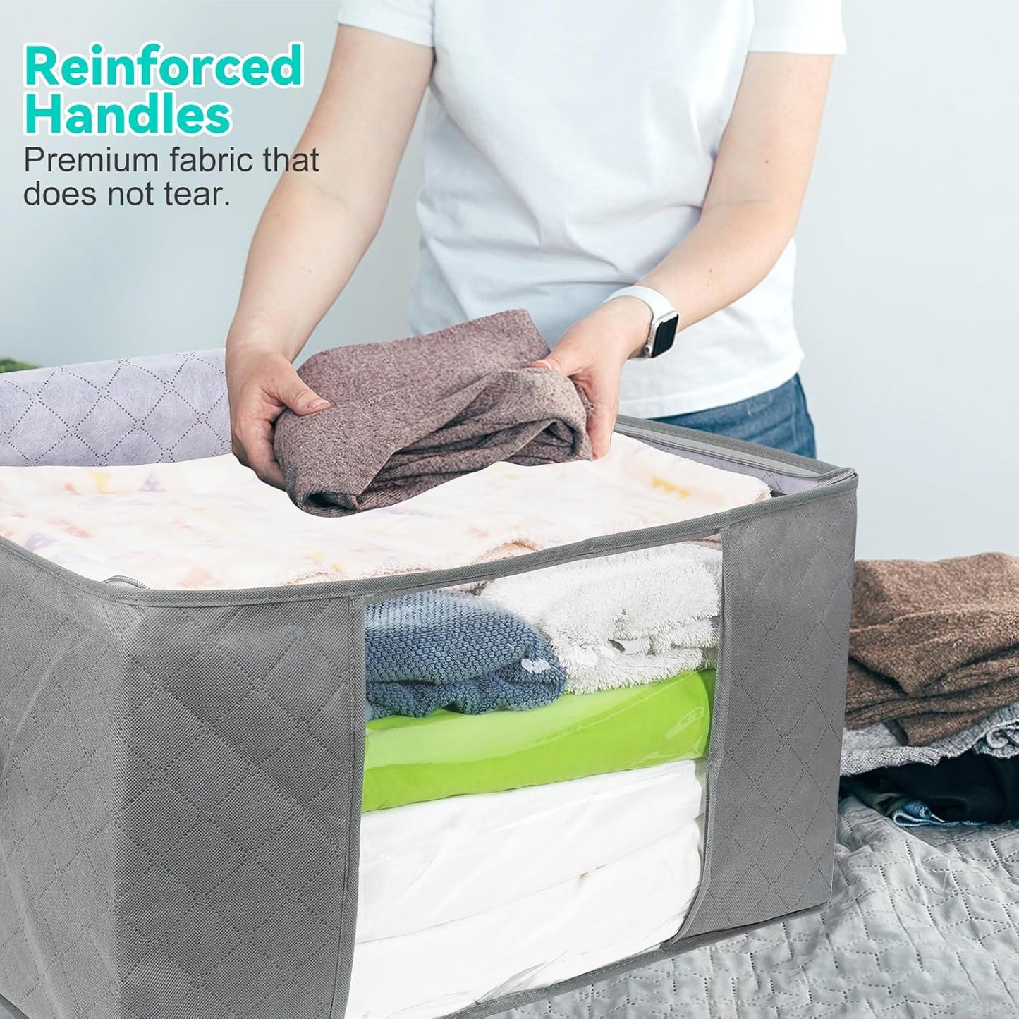 Bolsas de almacenamiento de ropa para mudanzas con tapa de 90 litros, caja