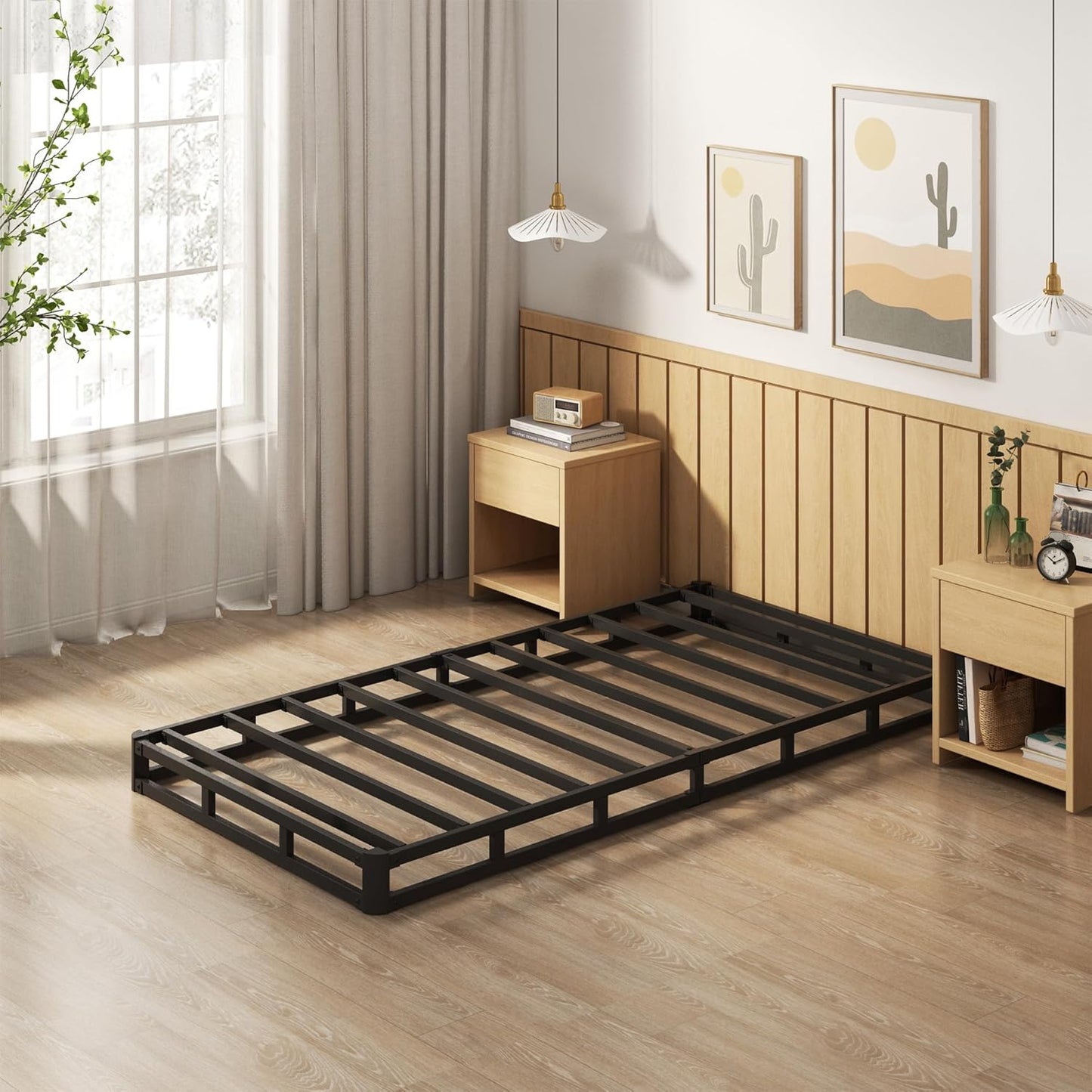 EMODA Base de cama con somier individual de 5 pulgadas, base de colchón de