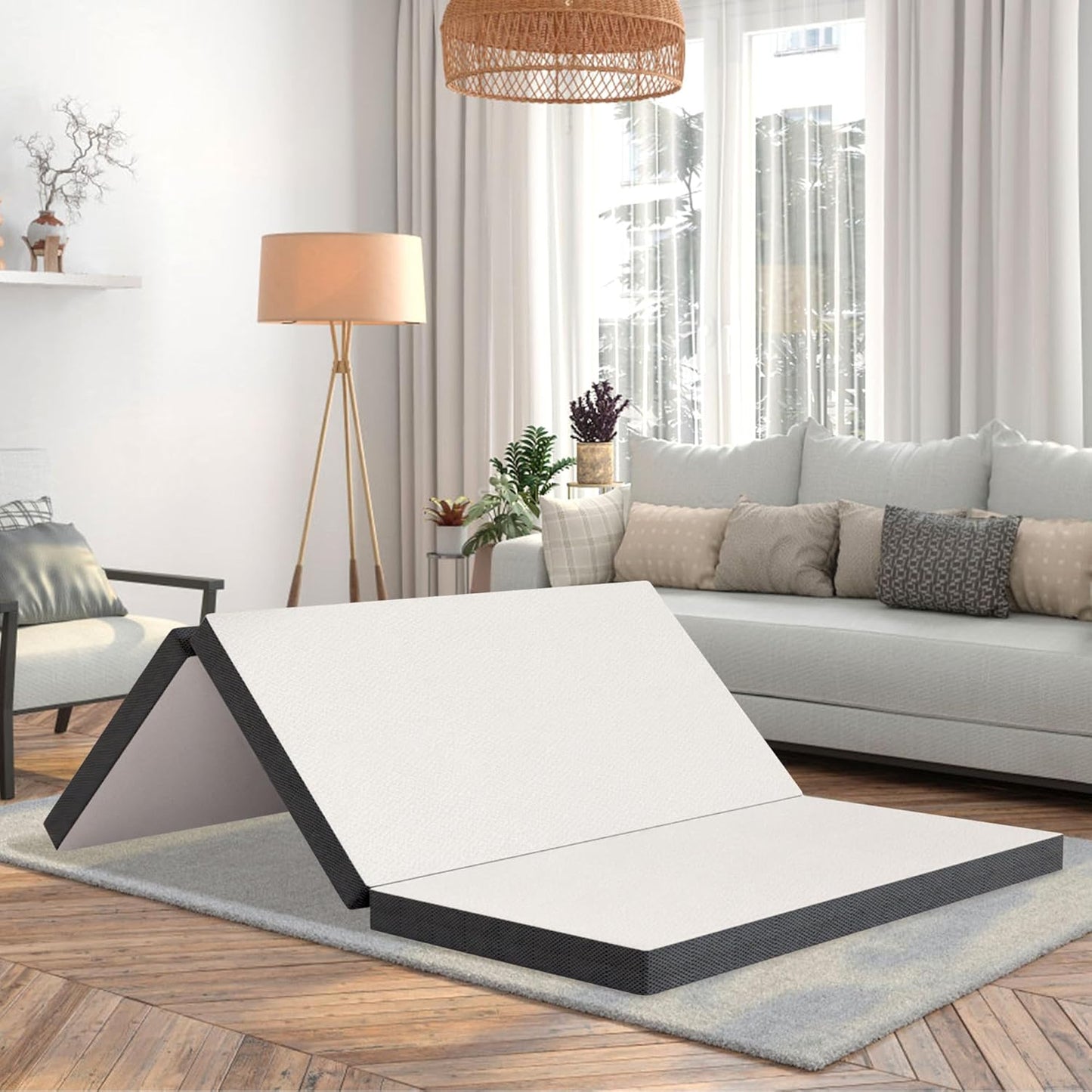 Colchón plegable, colchón de espuma viscoelástica de gel de tres pliegues,