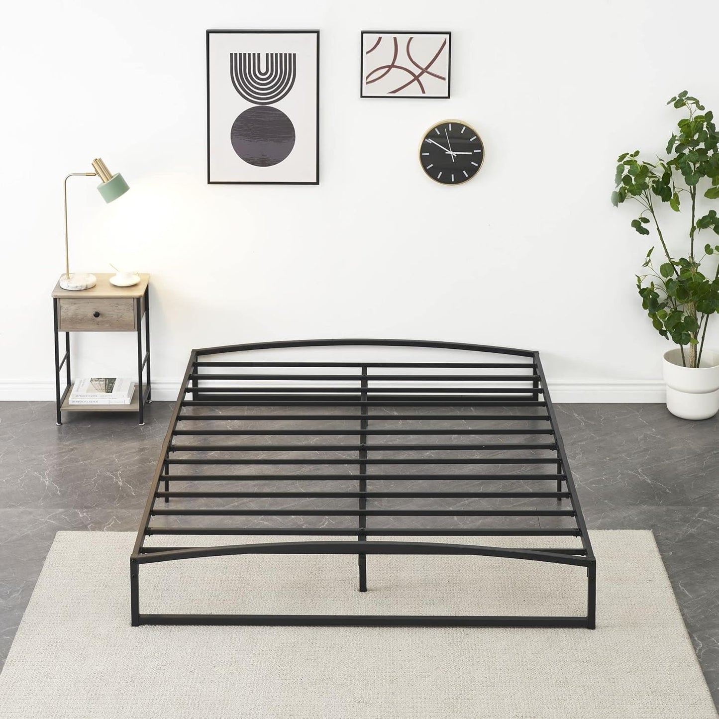 Base de cama de plataforma de metal tamaño Queen de 10 pulgadas con base de