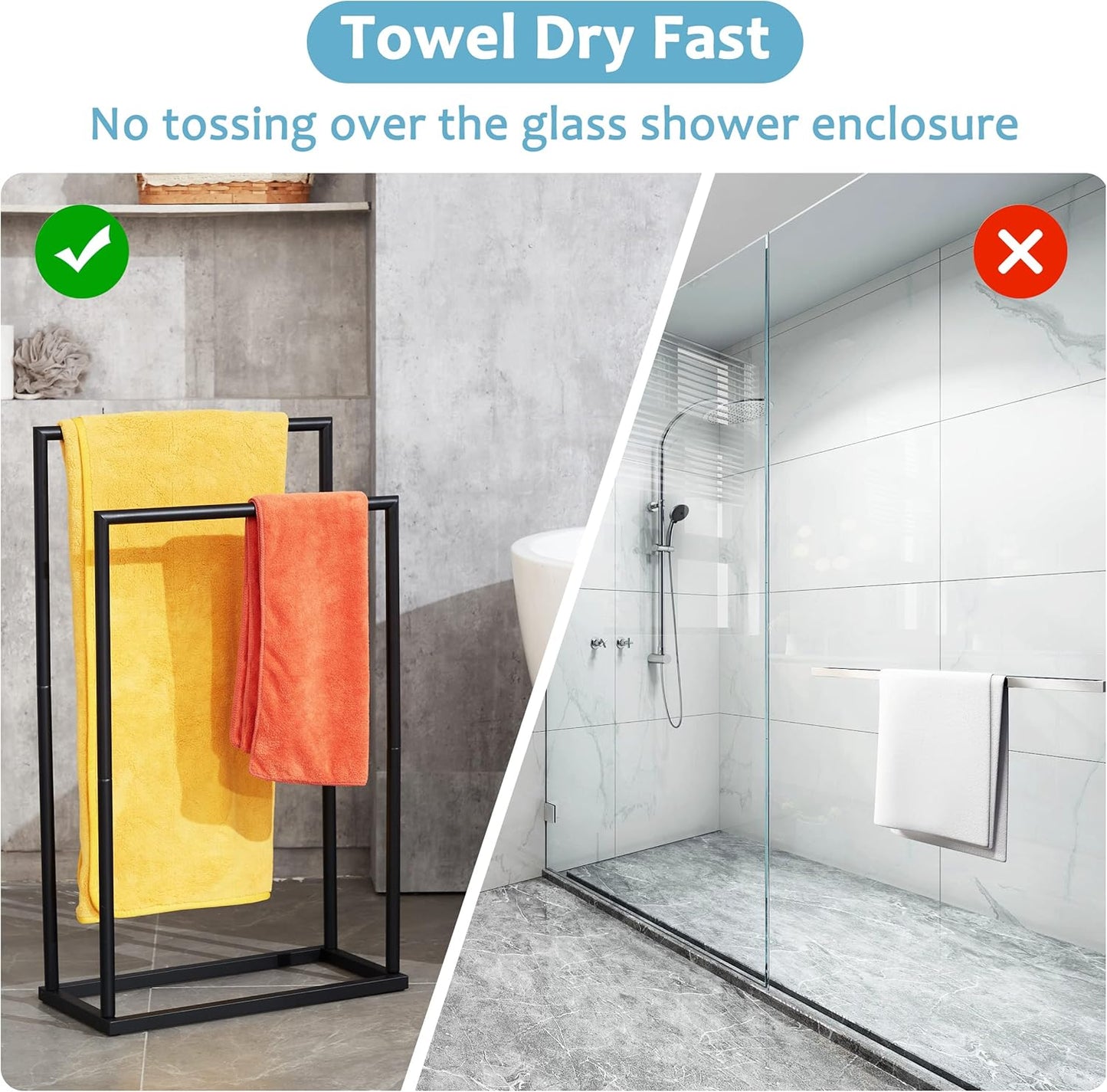 Toalleros para baño, 2 niveles de acero inoxidable para toalla de baño, estante