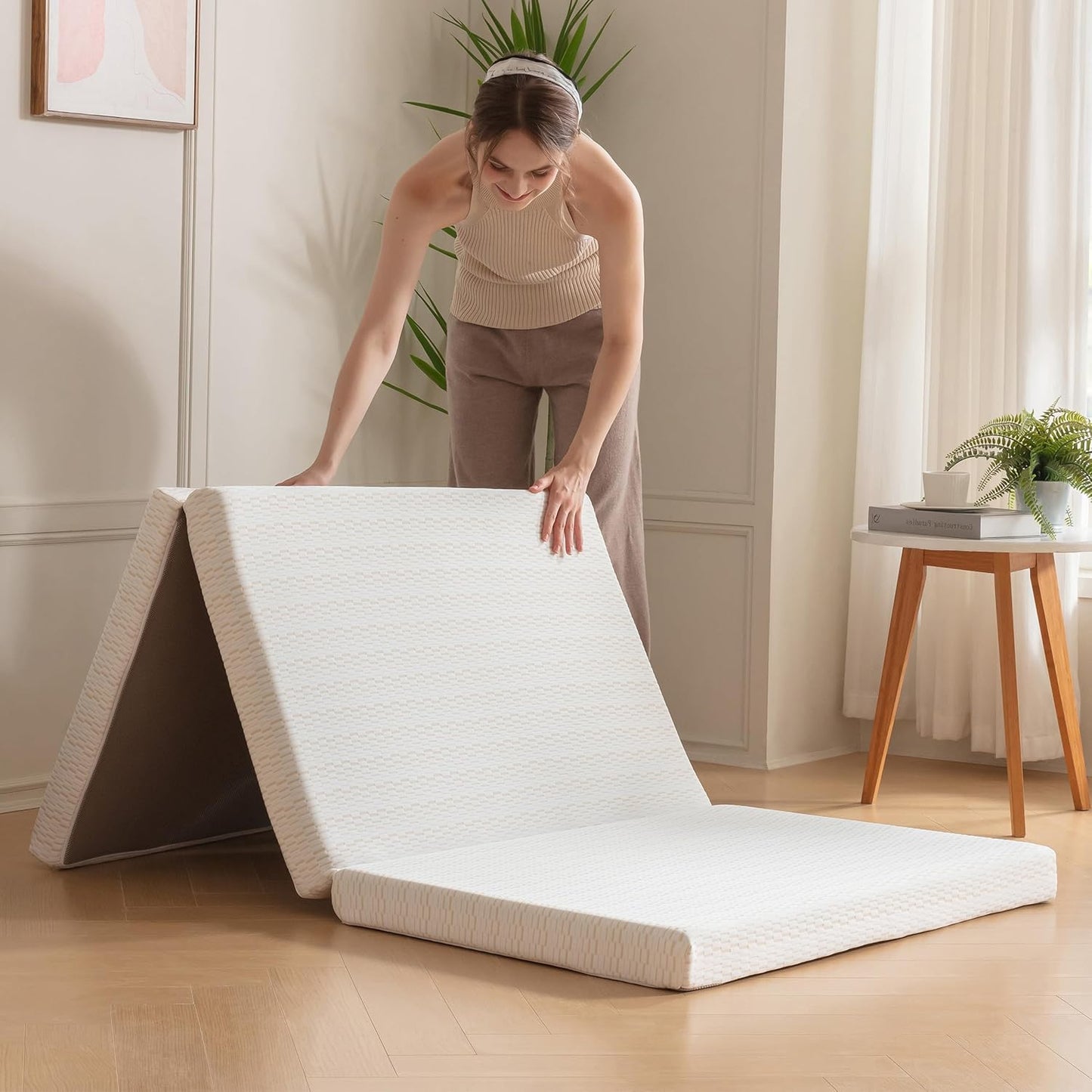 Colchón plegable, de espuma viscoelástica certificada CertiPUR-US, de 3