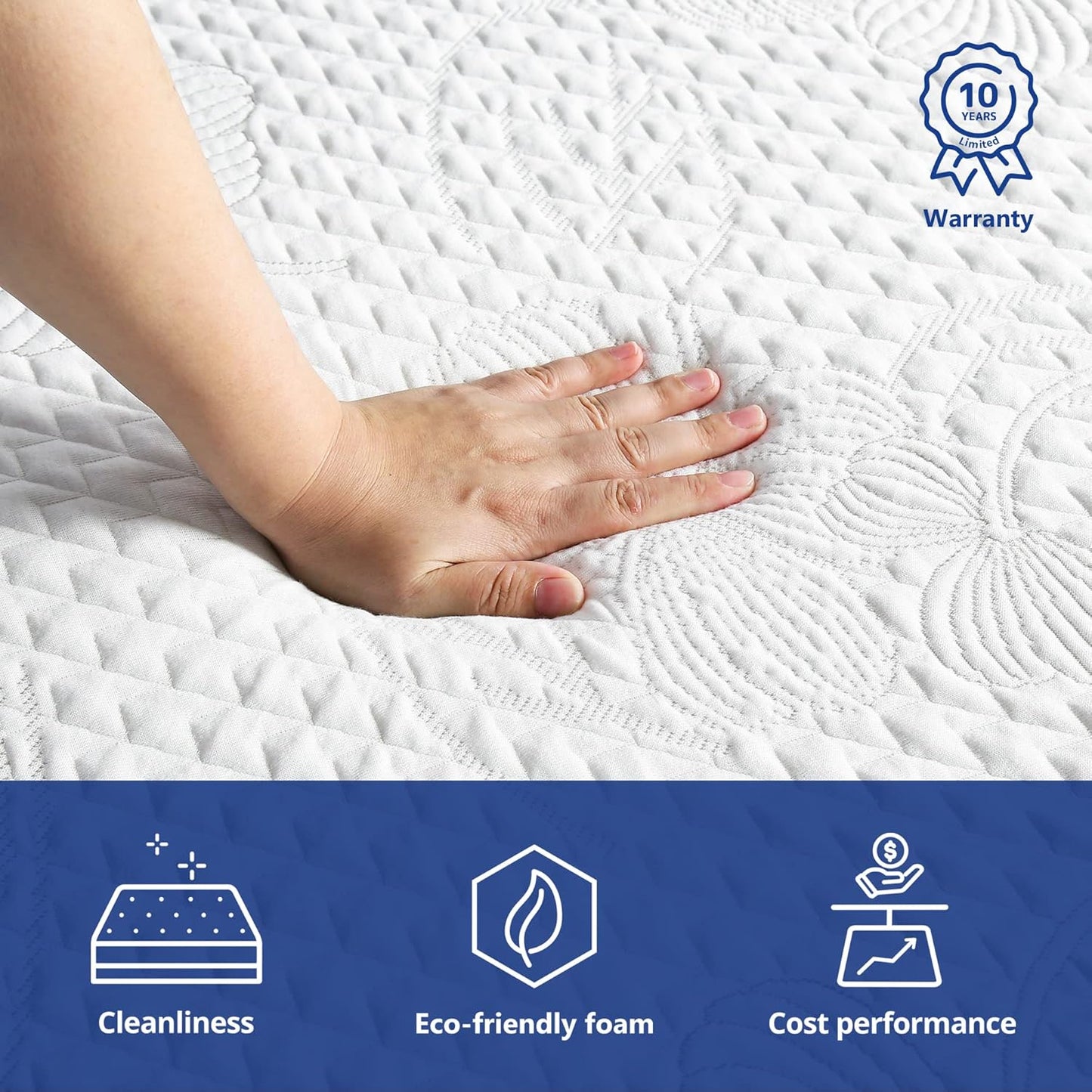 Colchón de espuma viscoelástica con infusión de gel ventilado de 10 pulgadas,