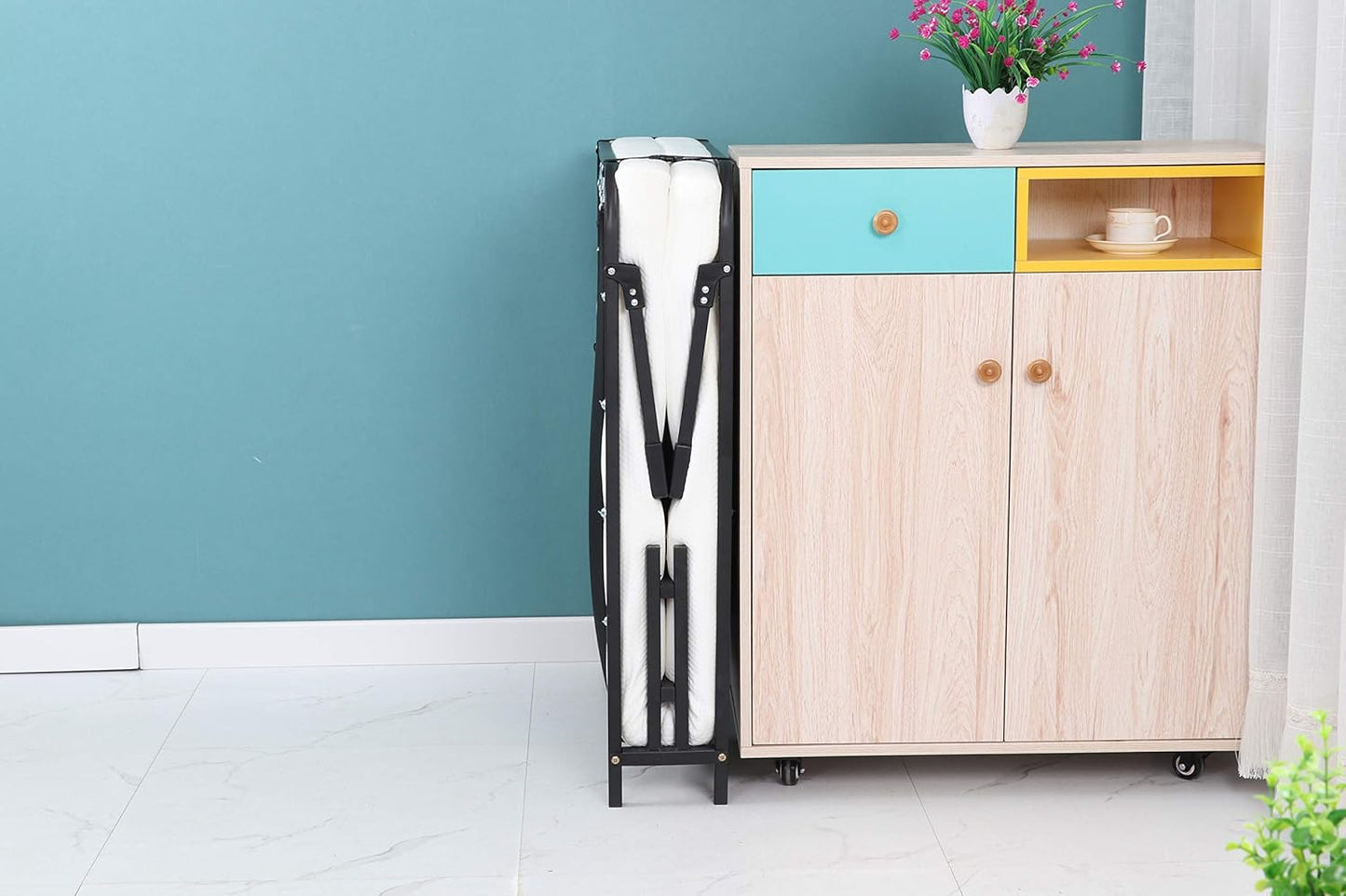 Cama plegable con colchón, cama de invitados portátil, cama de día, no requiere