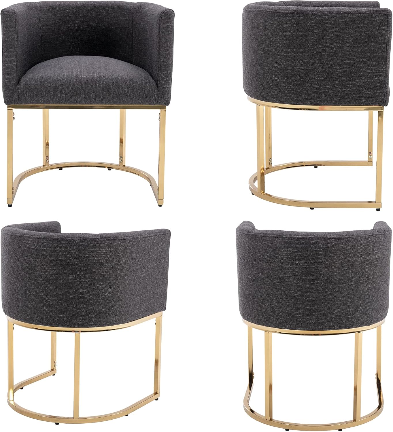 Sillas de comedor tapizadas modernas de mediados de siglo con brazos, sillas de