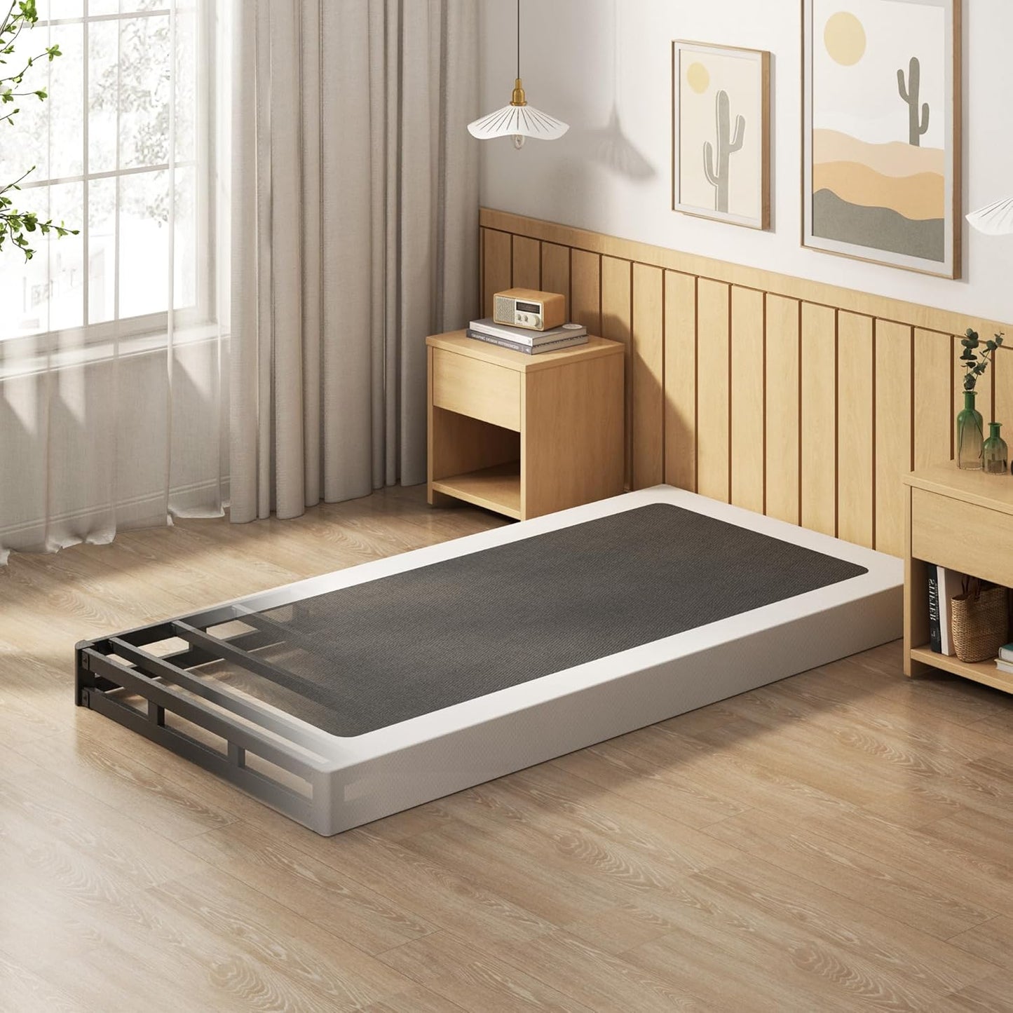 Base de cama con somier individual XL de 5 pulgadas, base de colchón de metal