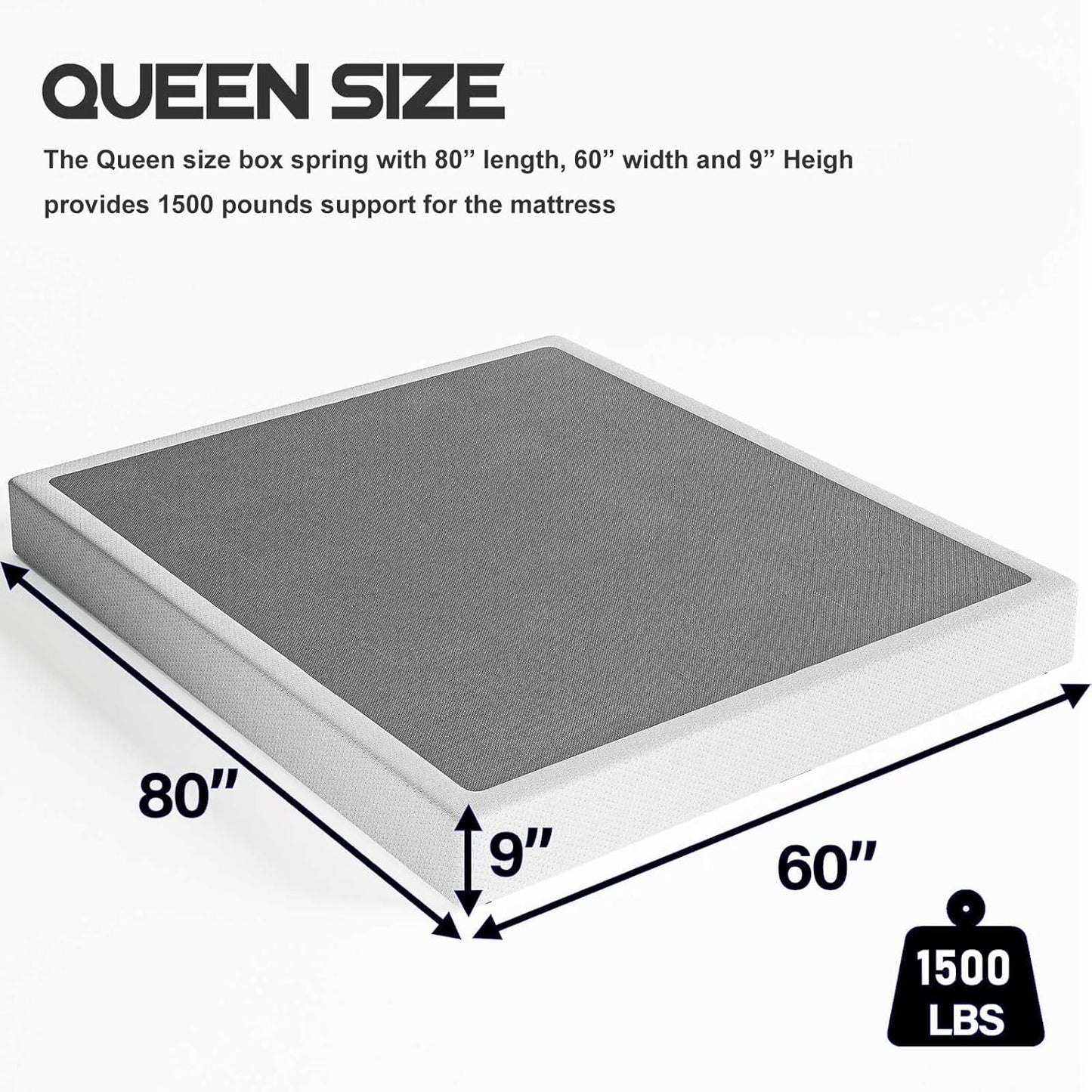 ZIYOO Box Spring Queen y juego de fundas, base de colchón de 9 pulgadas de alto