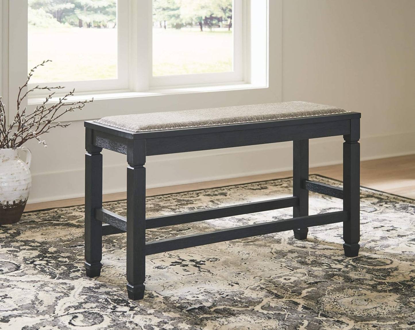 Signature Design by Tyler Creek Urban Farmhouse Banco de comedor tapizado con