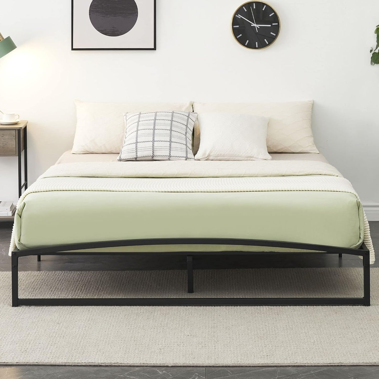 Base de cama de plataforma de metal tamaño Queen de 10 pulgadas con base de