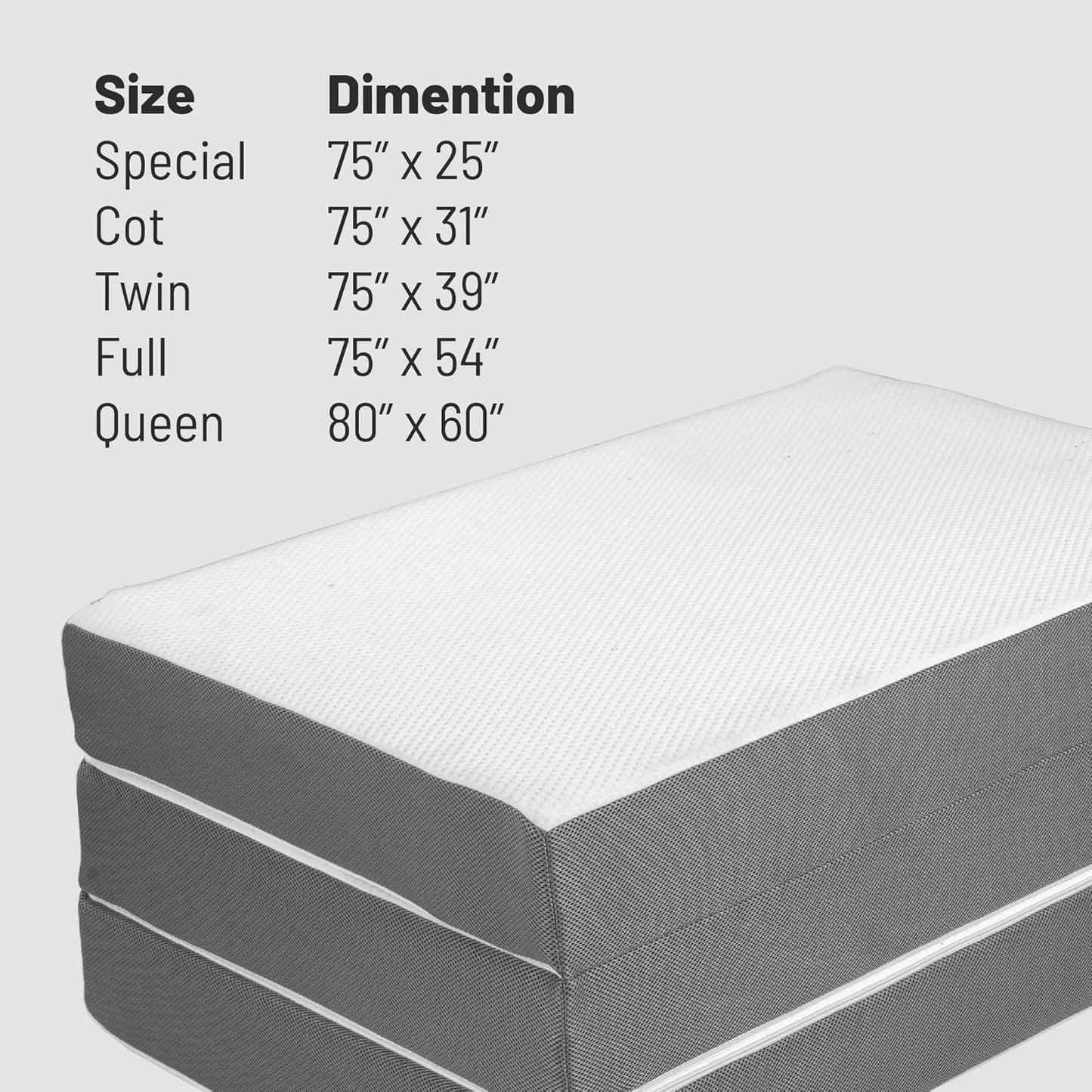 Mayton Colchón portátil de espuma viscoelástica de gel triple plegable de 4