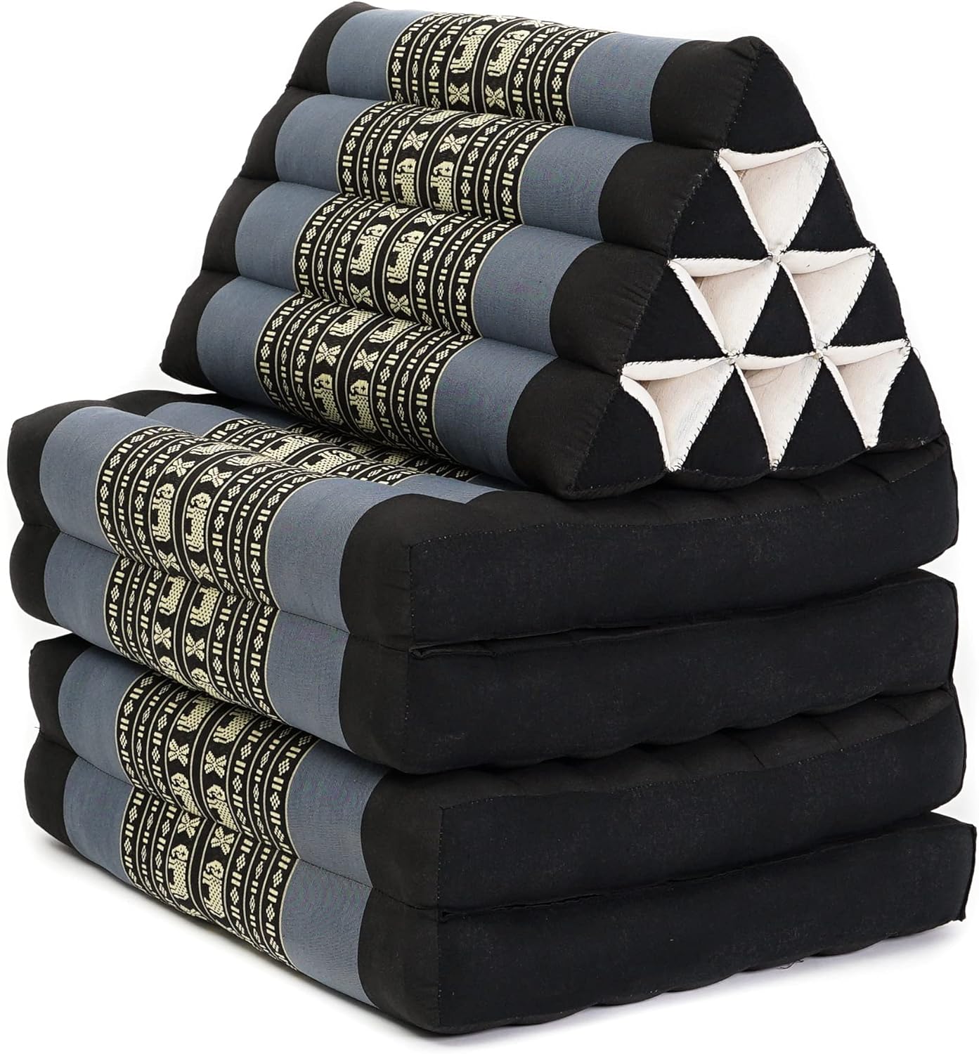 Tapete de 4 pliegues con cojín triangular, almohada firme para TV, colchón