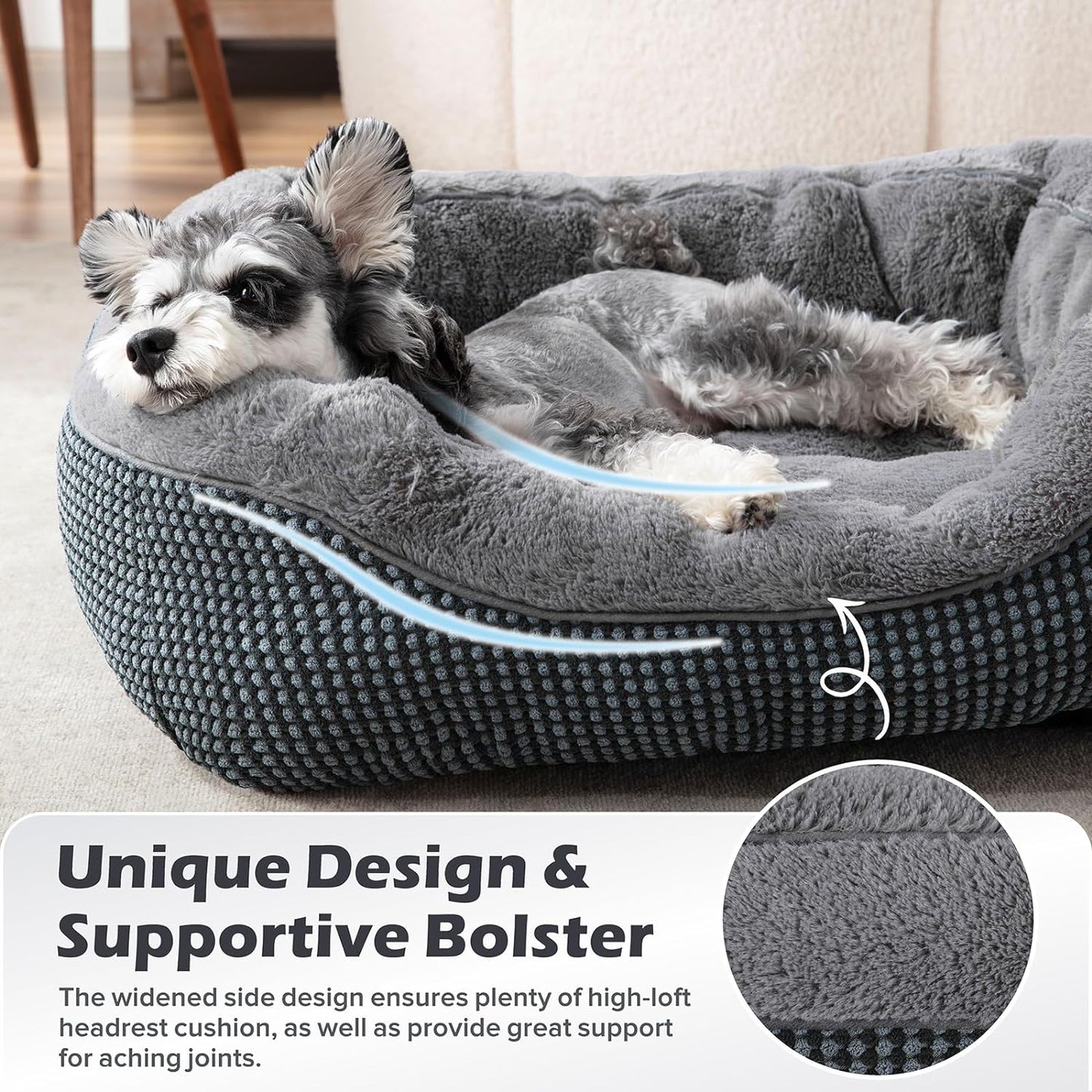 Camas medianas lavables para perros medianos, cama rectangular para perros de