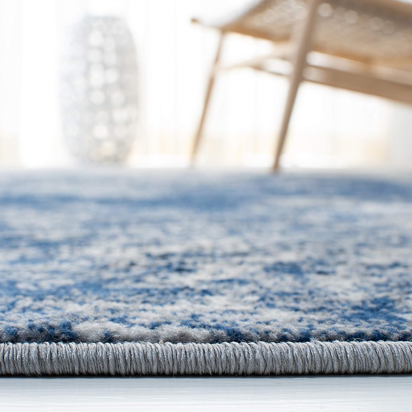 Brentwood Collection Alfombra de área de 8 x 10 pies, gris y azul marino,