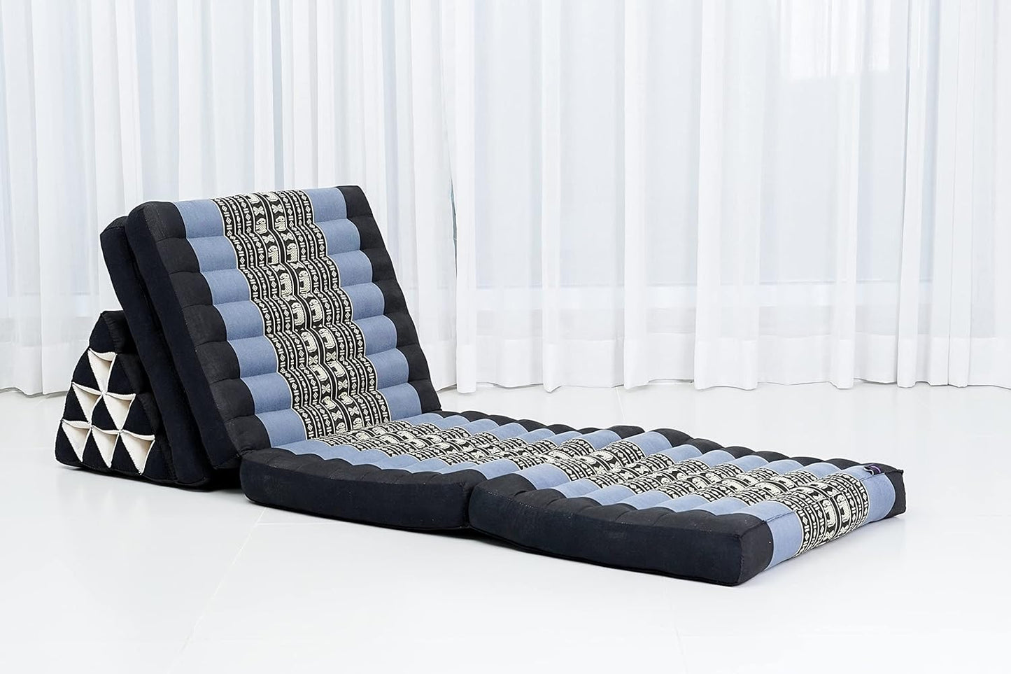 Tapete de 4 pliegues con cojín triangular, almohada firme para TV, colchón