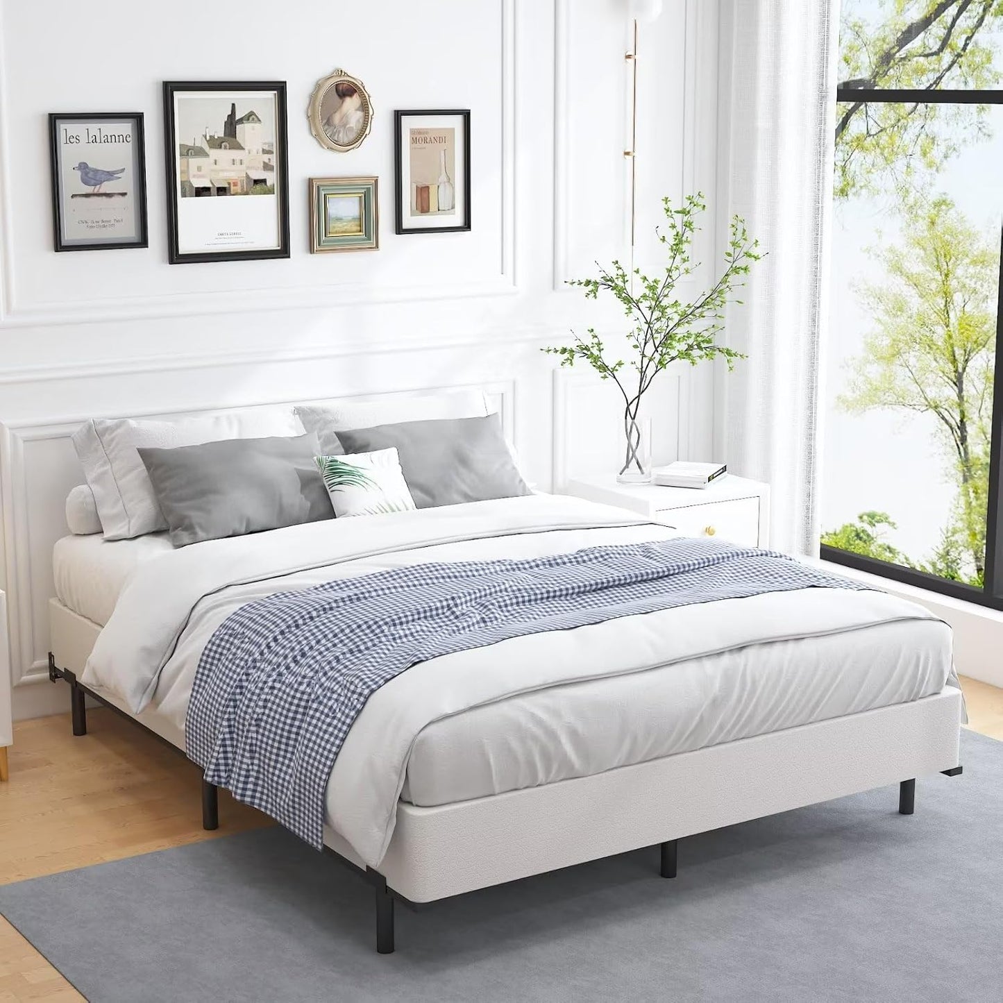 Base de cama California King de 7 pulgadas, base de colchón con marco de metal