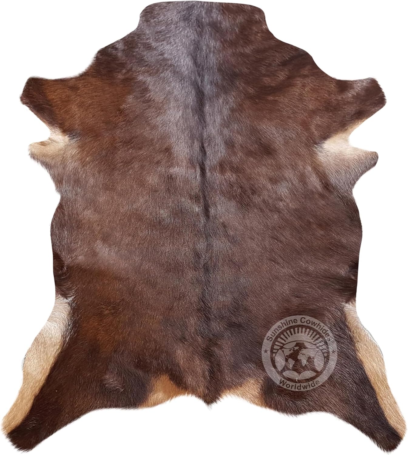 Alfombra de piel de cabra 100% auténtica, piel de cabra natural en tono oscuro,