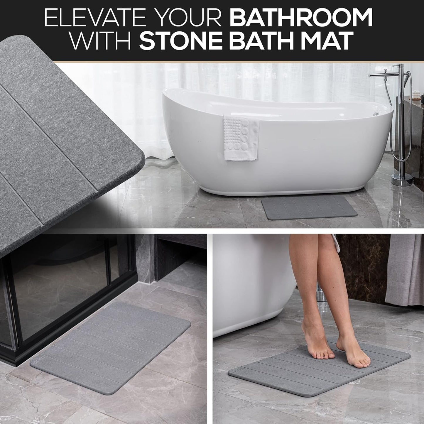 Tapete de baño de piedra de alta calidad, tapete de ducha súper absorbente de