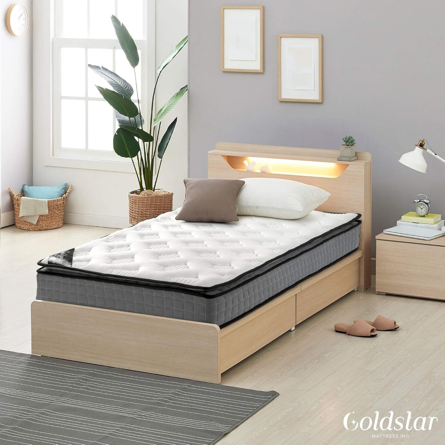 Goldstar Colchón de espuma con parte superior de almohada de 9 pulgadas,