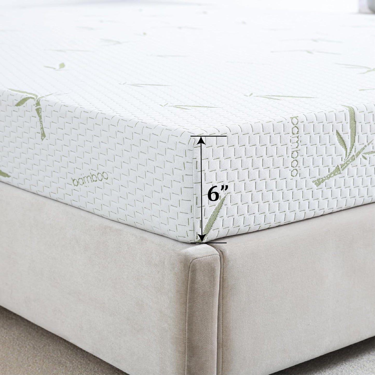 Colchón de espuma viscoelástica individual de 6 pulgadas para niños, colchón